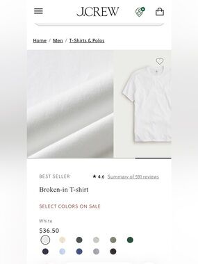 J. Crew men’s “broken-in” t shirt